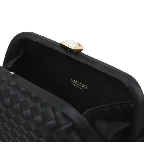 Bottega Veneta Intrecciato Knot Tassel Clutch Bag in Black Satin - Picture 5 of 11